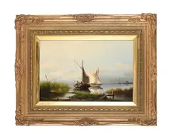 Boats setting sail by Nicolaas Riegen, Oil on canvas, sold Apr 2026