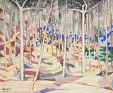 Pine forest by Julian Trevelyan, Oil on canvas, sold Mar 2026