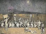 Untitled (portuguese corn harvest) by Julian Trevelyan, Oil on board, sold Mar 2026