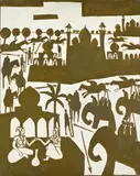 Mughal scene by Julian Trevelyan, Oil on canvas, sold Mar 2026
