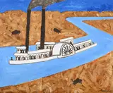Mississippi showboat by Julian Trevelyan, Oil on canvas, sold Mar 2026