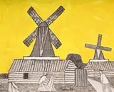 Dutch windmills by Julian Trevelyan, Oil on canvas, sold Mar 2026