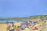 Beach with kites (sennen cove) by Ken Howard, Oil on canvas, sold Mar 2026
