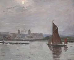 The river at greenwich by John Lavery, 1913, Oil on canvas, sold Mar 2026