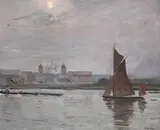 The river at greenwich by John Lavery, 1913, Oil on canvas, sold Mar 2026