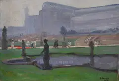 Crystal palace in rain by John Lavery, Oil on canvas laid on board, sold Mar 2026