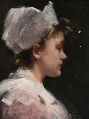 Head study of a young girl by Stanhope Forbes, Oil on canvas, sold Mar 2026