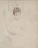 Portrait de la comtesse rené de béarn by Paul César Helleu, Pencil, black, red and white chalk, sold Mar 2026