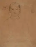 Portrait of a girl by Gwen John, Pencil on brown paper, sold Mar 2026
