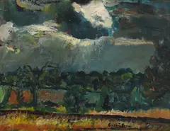 Stormy landscape by Ruskin Spear, Oil on board, sold Mar 2026