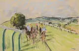 Before the start, goodwood by Paul Maze, Pastel on buff paper, sold Mar 2026