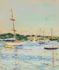 Boats moored by Paul Maze, Pastel on buff paper, sold Mar 2026