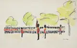 Trooping the colour by Paul Maze, Watercolour and crayon, sold Mar 2026
