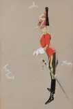 'The Third', a standing officer of the 3rd (Prince of Wales's) Dragoon Guards by 'Snaffles' Charlie Johnson Payne, Pencil, watercolour and bodycolour, sold Jun 2014