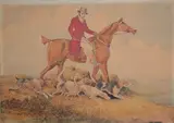 Huntsman & Hounds 1820 by English School 19th century, watercolour, offered Jun 2014