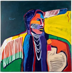 Rose Bud Sioux by Malcolm Furlow, 1989, Acrylic on Canvas, sold Oct 2023