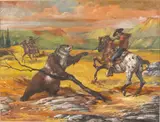 Western Bear Hunt by Dean Chapman, Oil on Canvas, sold Oct 2023