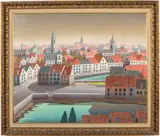 Cityscape by Foussa Itaya, Oil on Board, sold Oct 2023