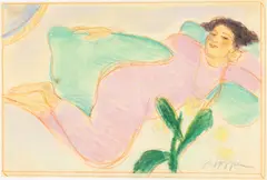Reclining Woman by Pegge Hopper, Pastel on Paper, sold Oct 2023