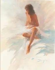 Seated Nude by Bill Douglas, Gouache on Paper, sold Oct 2023