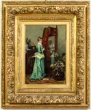 Woman with Mirror by Léon Delachaux, Oil on Canvas, sold Oct 2023
