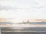 Pelicans in Flight by Addison Palmer, Oil on Canvas, offered Oct 2023
