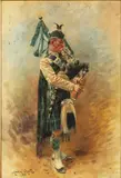 Bagpipe Player by Maurice Orange Granville, 1907, Oil on Canvas, sold Oct 2023