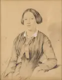 mezzo-soprano Sara Flower by Charles Rodius, 1851, Charcoal and Conte Crayon, sold Oct 2023