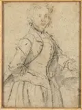 A Lady Standing Half Length, unsigned by Jean-Baptiste-Siméon Chardin, charcoal on laid paper, offered Oct 2023