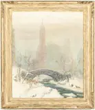 Central Park Snow Scene by Johann Berthelsen, Oil on Canvas, sold Oct 2023