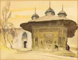 Covered Pool, Istanbul by Clark Hulings, Watercolor, sold Oct 2023