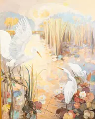 Marsh Landscape with Egrets by Walter Greer, Oil, sold Oct 2023