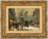 Porte St. Denis Snow 1905 by Édouard Cortès, c. 1954, Oil on Canvas, sold Oct 2023