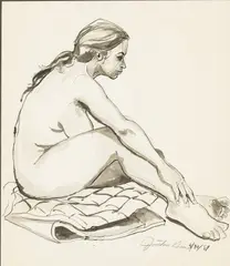 Seated Nude by Jonathan Green, Watercolor, sold Oct 2023
