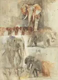 Elephants by Judith Blain, Watercolor, sold Oct 2023