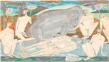 Nudes in a Landscape by Stewart Helm, Mixed Media on Paper, sold Oct 2023