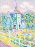 Green Church by Jan Parker, 1995, Oil on Canvas, offered Oct 2023