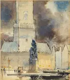 Bruges Grand Place by Wallace K. Harrison, Watercolor, offered Oct 2023