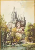 Loches, France by Noel H. Leaver, Watercolor, sold Oct 2023