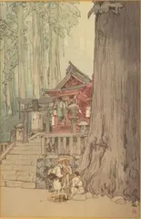 Misty Day in Nikko by Hiroshi Yoshida, Woodblock Print, sold Jun 2023