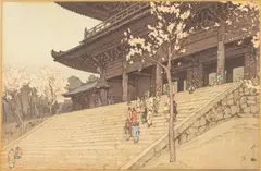 Chion-In Temple Gate by Hiroshi Yoshida, Woodblock Print, sold Jun 2023