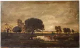In the Landes by J Rousseau, Oil on Canvas, sold Jun 2023