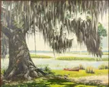 Marsh Scene by Oscar Pinckney Wetherington, 1963, Oil on Canvas, sold Jun 2023