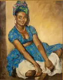 Portrait of a Woman in Blue by Pál Fried, Oil on Canvas, sold Jun 2023