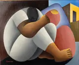 Crouching Woman by Victor Manuel Cancino, Oil/Canvas, sold Jun 2023