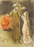 Meeting of Ruth and Boaz by Marc Chagall, Lithograph, sold Jun 2023
