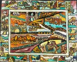 Landscape with Buildings by Rudolph Bostic, Oil on Cardboard, sold Jun 2023