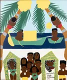 Bahamian Scene by Amos Ferguson, 1991, Oil on Cardboard, sold Jun 2023