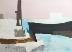 Composition by Marc Bancquart, Toile signée et datée (19)61 en bas à gauche, sold Jun 2026