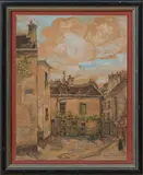 Fruiterie épicerie de la rue Norvins à Montmartre by Georges Tiret-Bognet, Encre, aquarelle et gouache sur papier Située et signée en bas à droite, sold Dec 2025